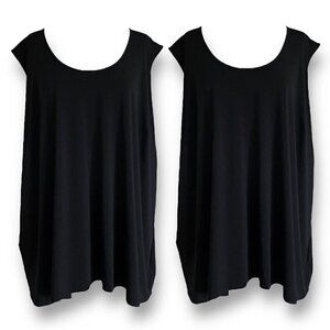 Catherines Womens Timeless Tank Top Plus Sz 5X Black Lot of 2 Scoop Neck Shell